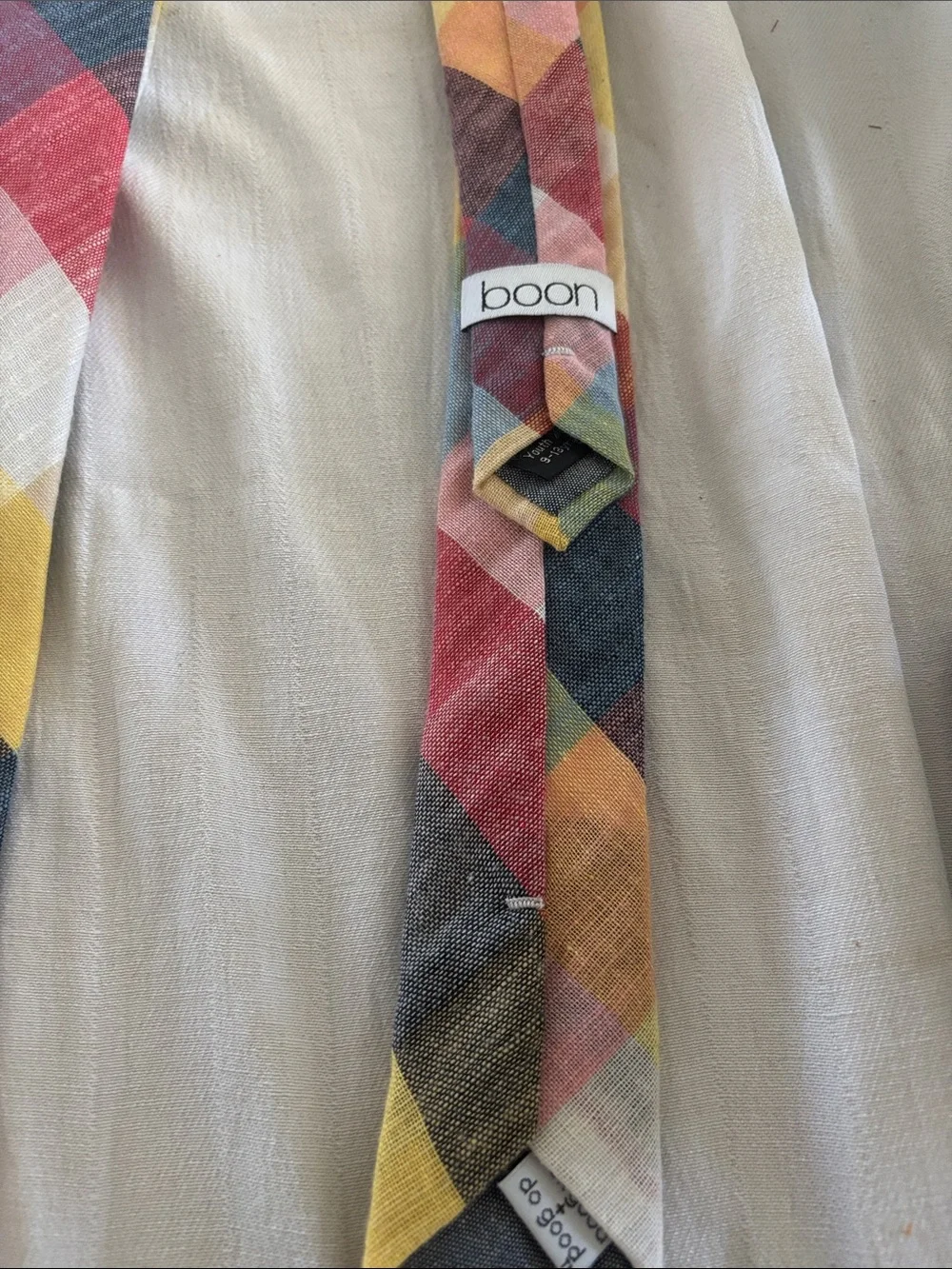 Colorful madras plaid Cotton Necktie Pair boon ties size 9-13